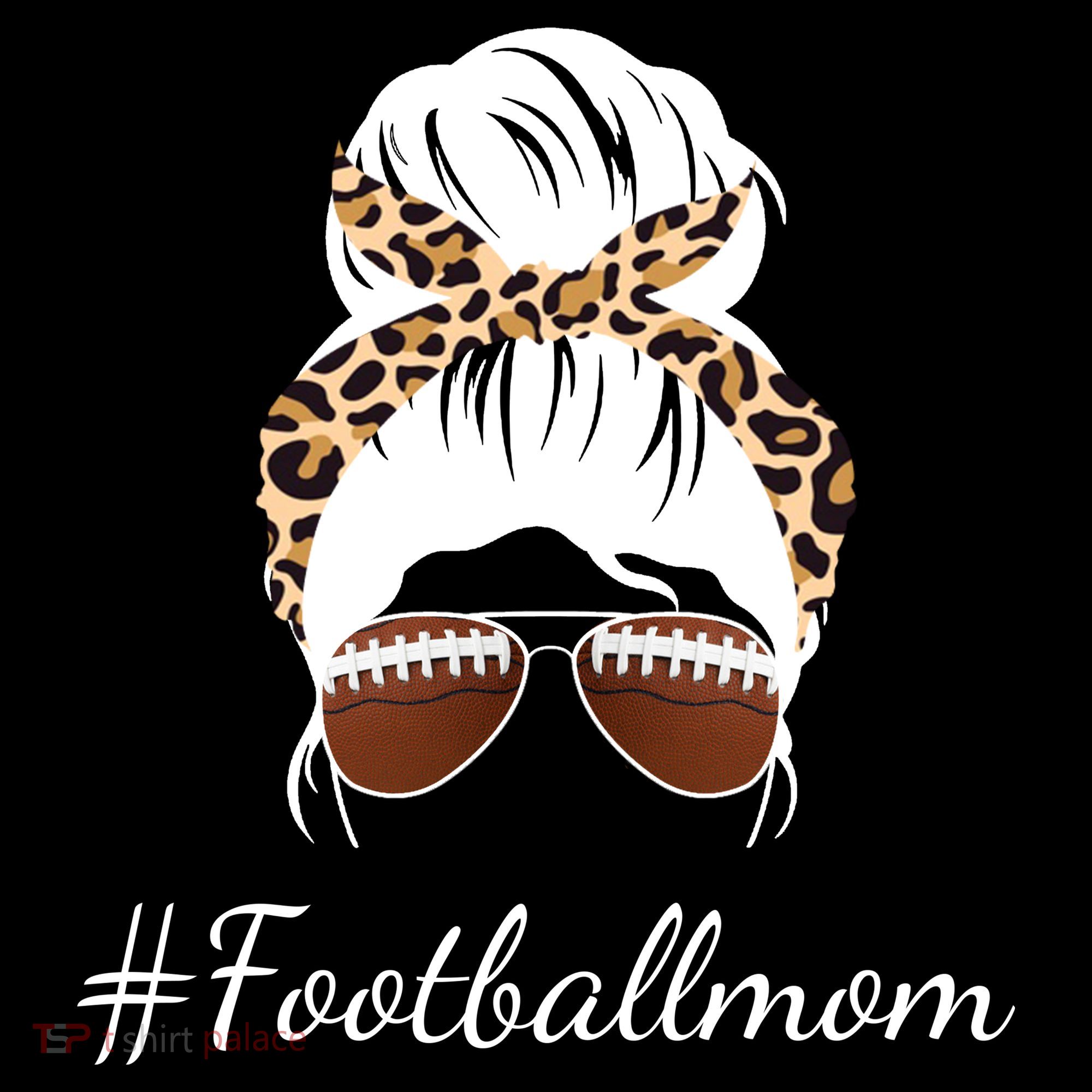 Football Mom Leopard And Messy Bun Ornament