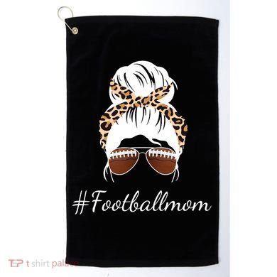 Football Mom Leopard And Messy Bun Golf Towel