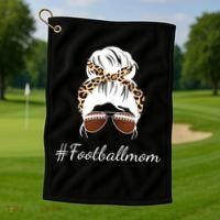 Football Mom Leopard And Messy Bun Golf Towel thumb 1