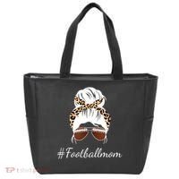 Football Mom Leopard And Messy Bun Tote Bag thumb 0
