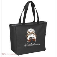 Football Mom Leopard And Messy Bun Tote Bag thumb 2