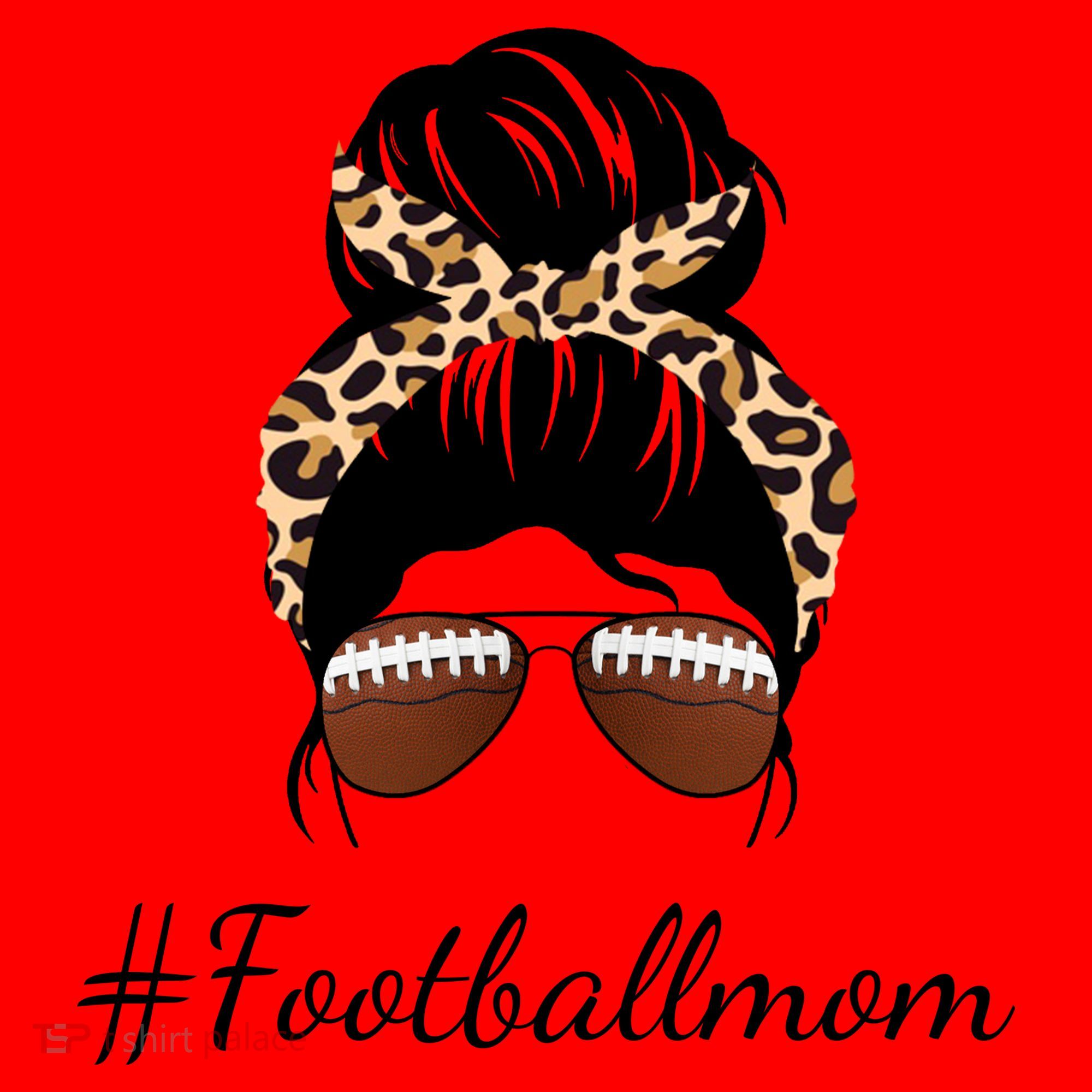 Football Mom Leopard And Messy Bun Santa Hat