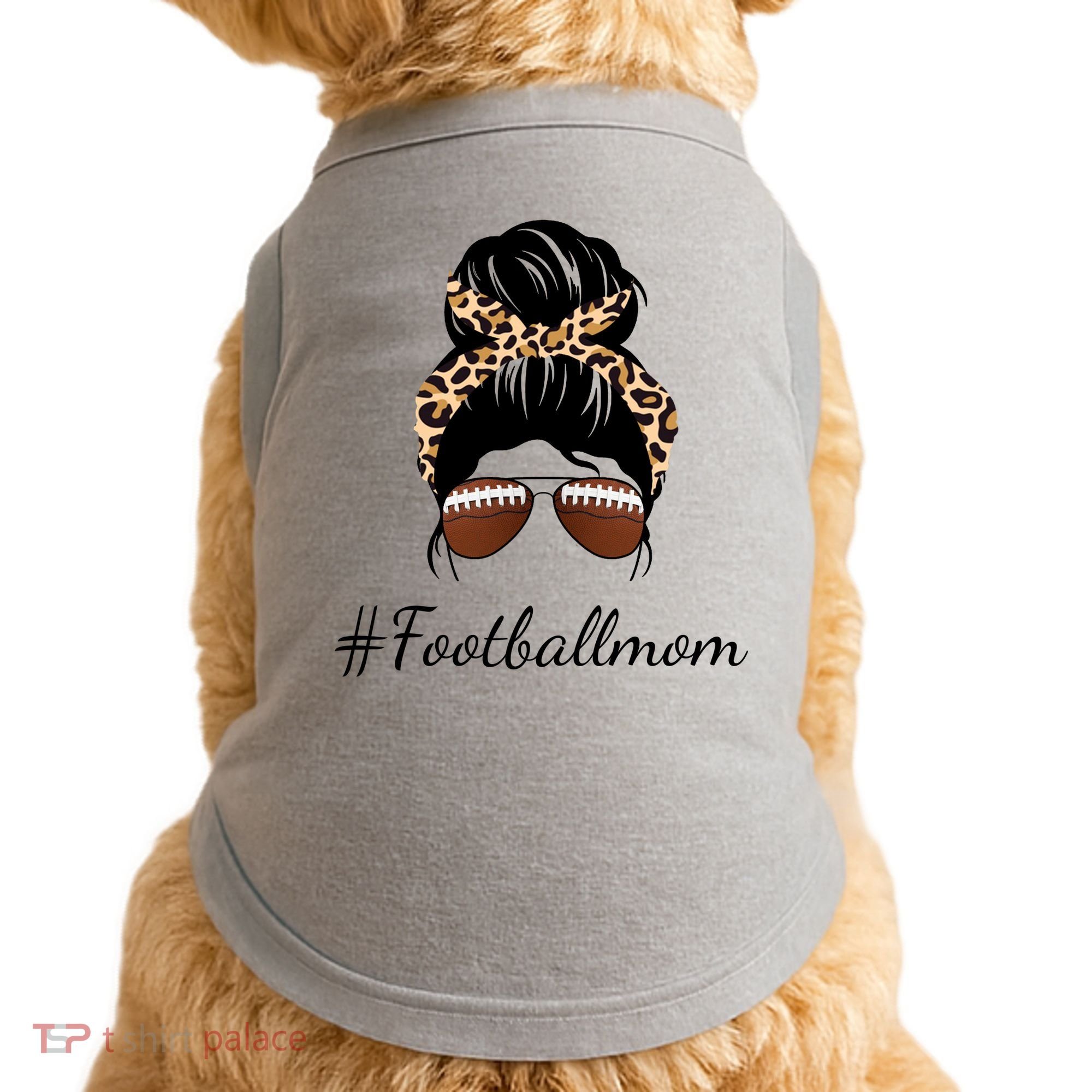Football Mom Leopard And Messy Bun Doggie Tank