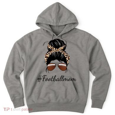 Football Mom Leopard And Messy Bun Hoodie