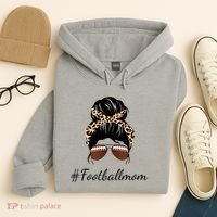 Football Mom Leopard And Messy Bun Hoodie thumb 4