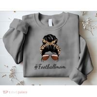 Football Mom Leopard And Messy Bun Sweatshirt thumb 2