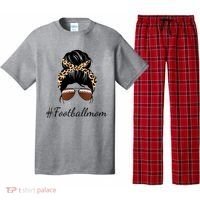 Football Mom Leopard And Messy Bun Pajama Set thumb 0