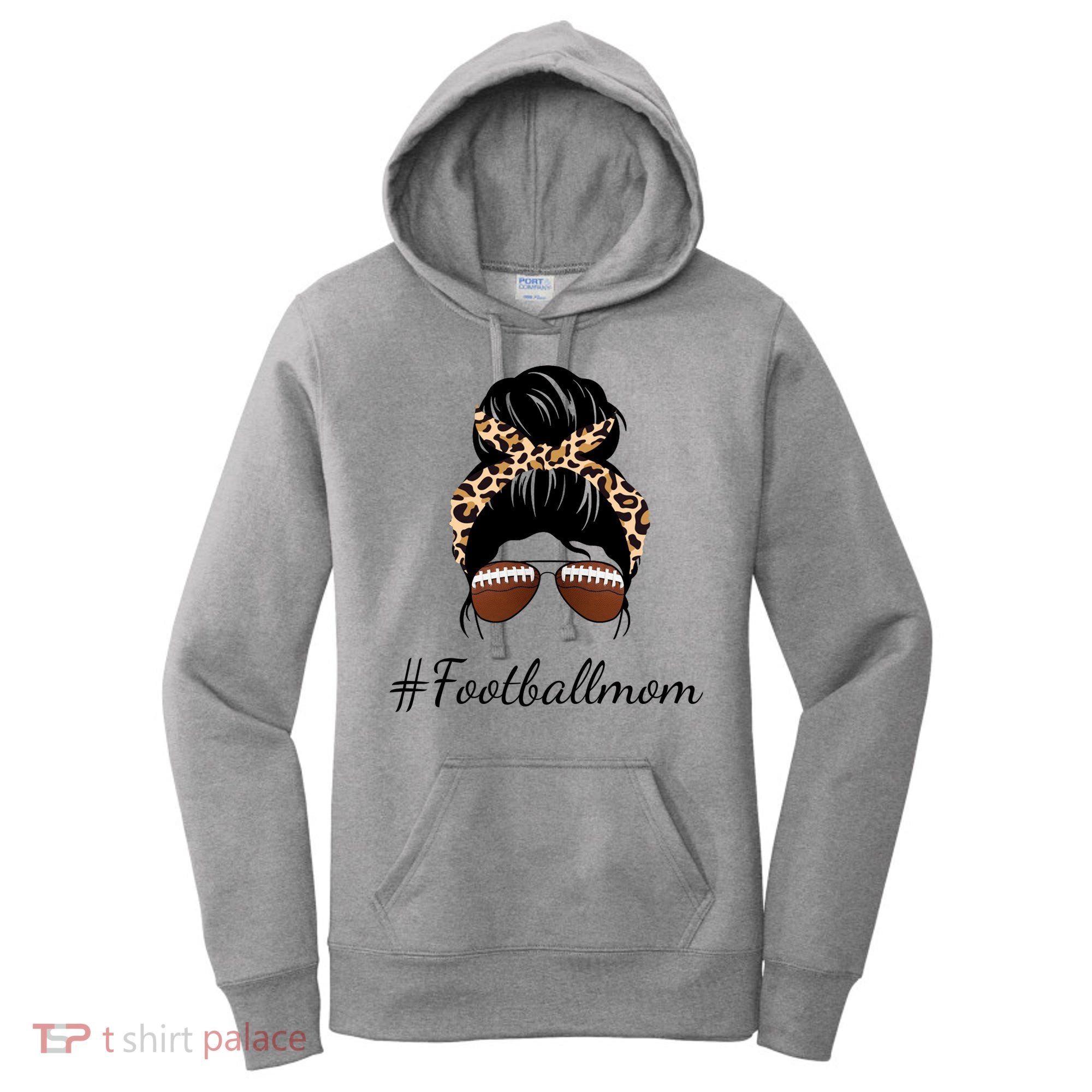 Football Mom Leopard And Messy Bun Women's Hoodie