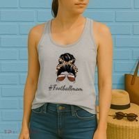 Football Mom Leopard And Messy Bun Women's Tank Top thumb 2