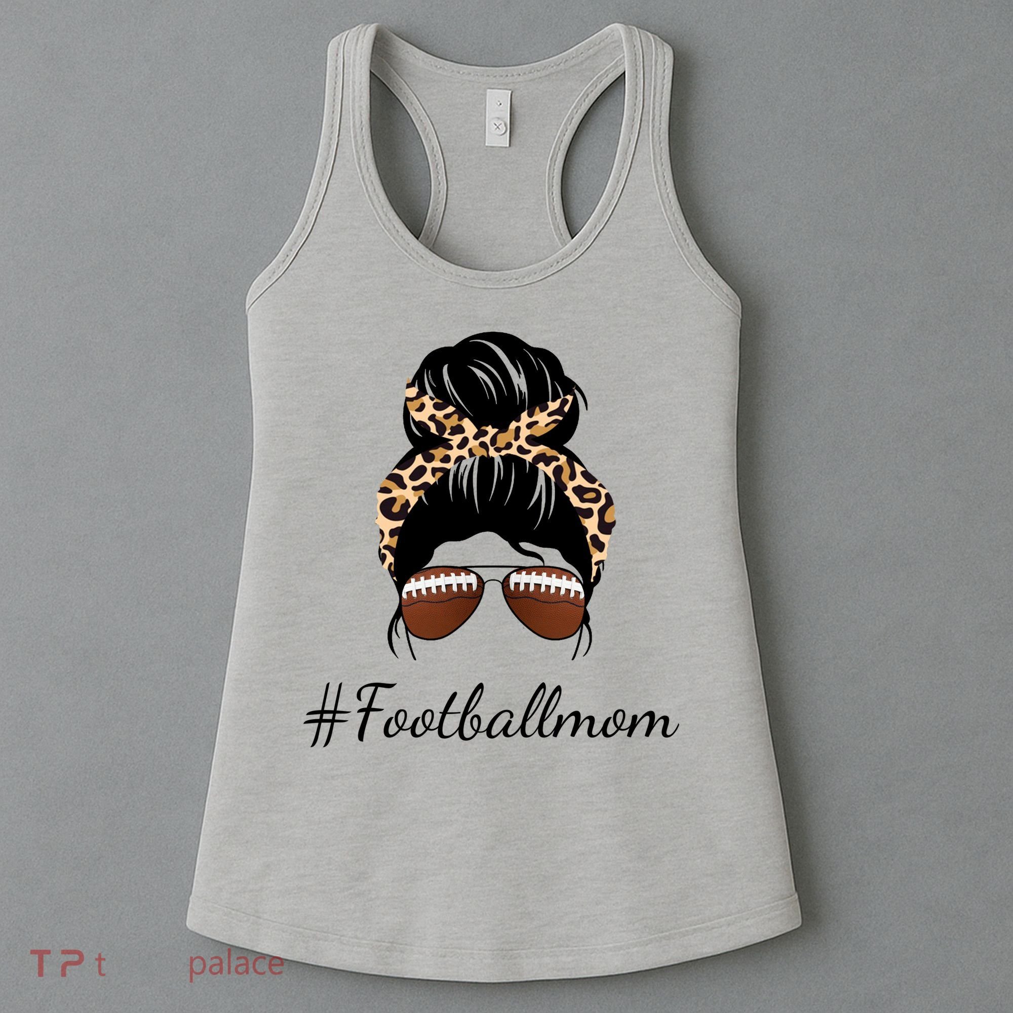 Football Mom Leopard And Messy Bun Women's Tank Top