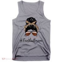 Football Mom Leopard And Messy Bun Tank Top thumb 0