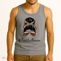 Football Mom Leopard And Messy Bun Tank Top thumb 3