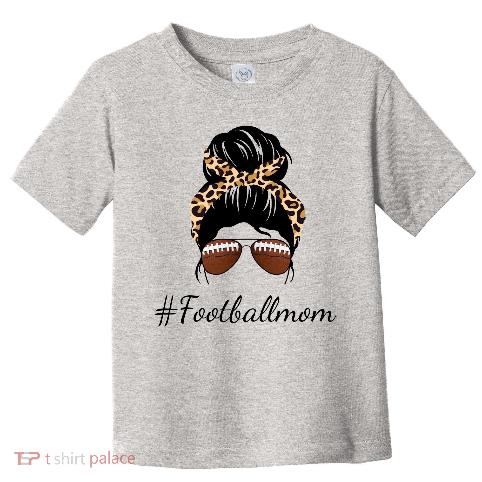 Football Mom Leopard And Messy Bun Toddler T-Shirt
