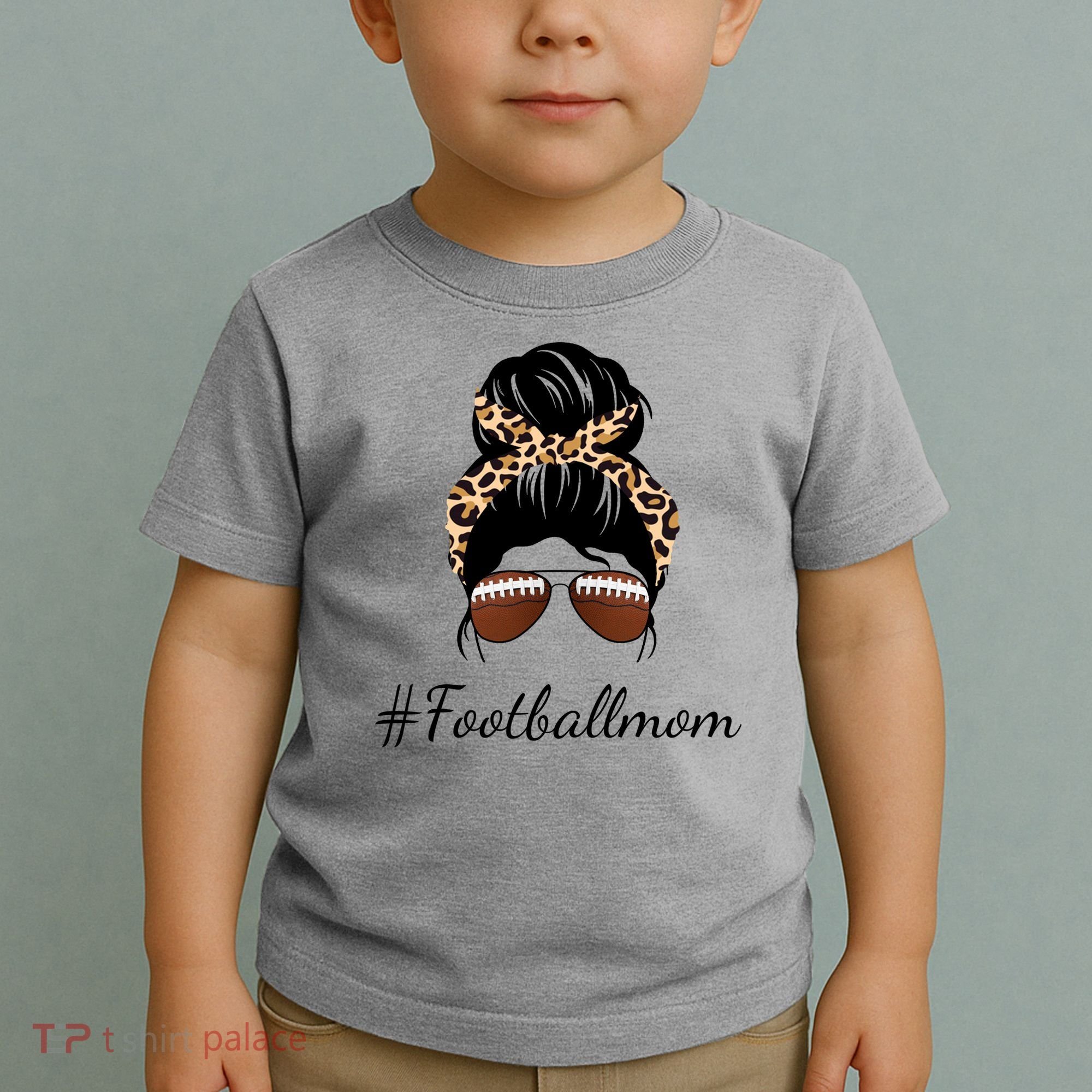 Football Mom Leopard And Messy Bun Toddler T-Shirt