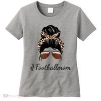 Football Mom Leopard And Messy Bun Women's T-Shirt thumb 0