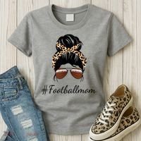 Football Mom Leopard And Messy Bun Women's T-Shirt thumb 3