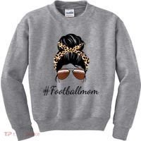 Football Mom Leopard And Messy Bun Kids Sweatshirt thumb 0