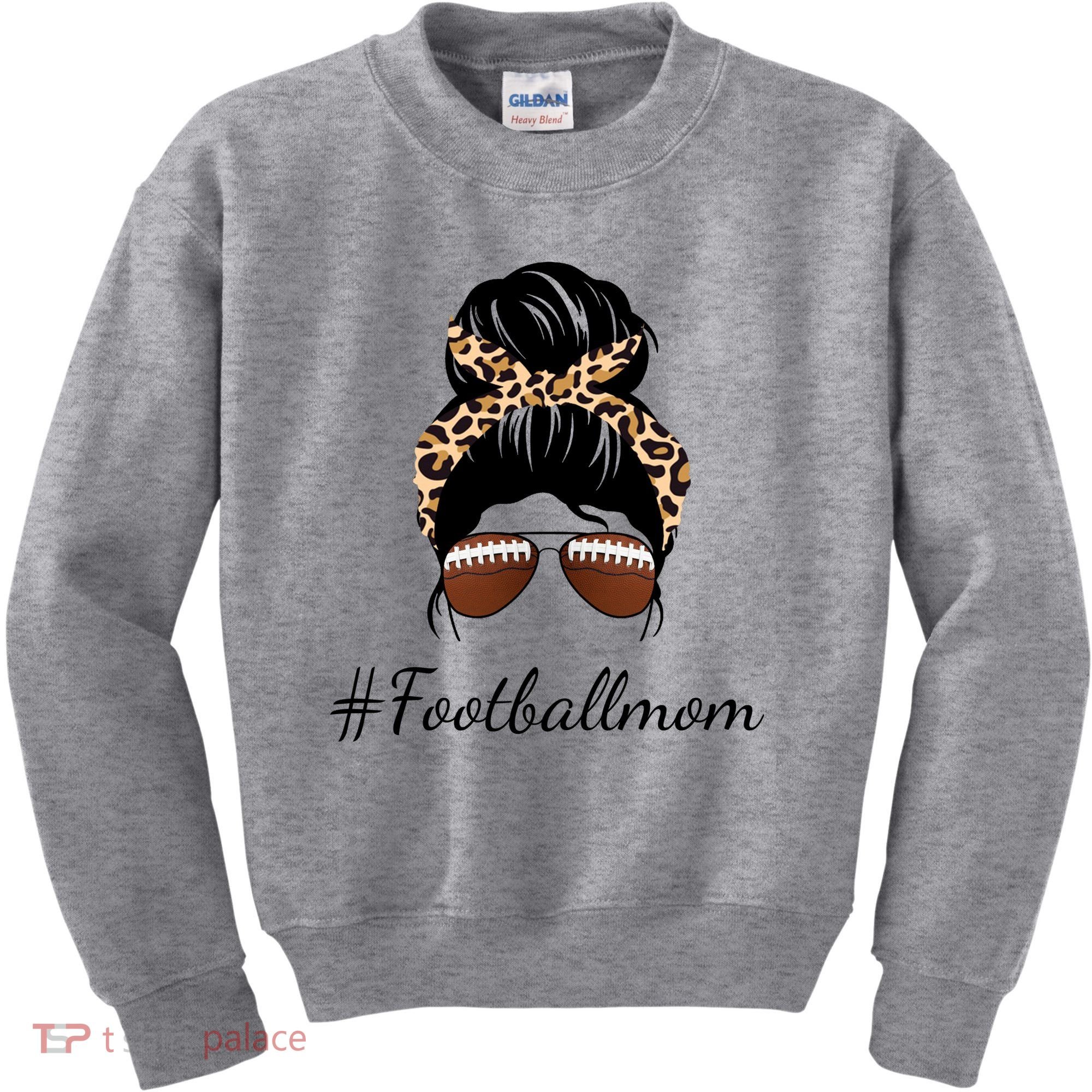 Football Mom Leopard And Messy Bun Kids Sweatshirt
