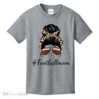Football Mom Leopard And Messy Bun Kids T-Shirt thumb 0
