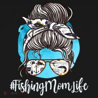 Fishing Mom Life Messy Bun Mom Funny Fishing Mom Cool Gift Women's Hoodie thumb 2