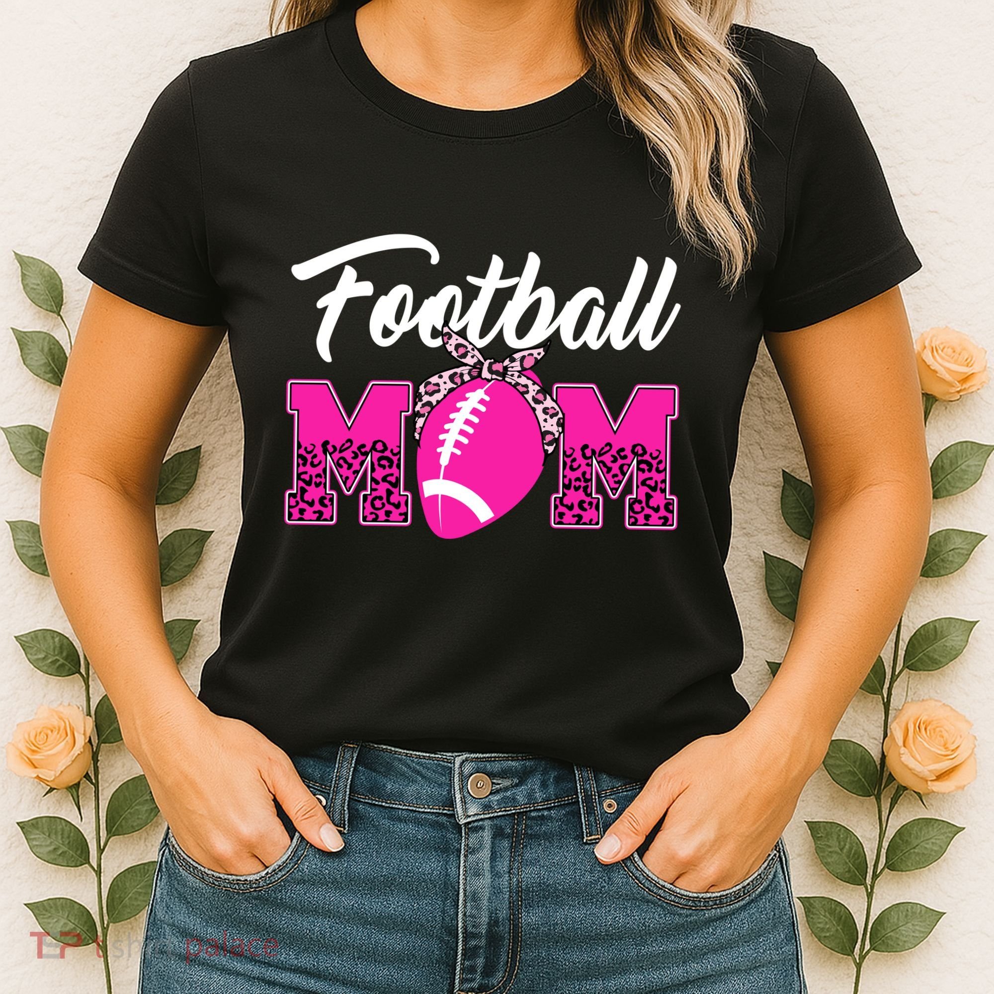 Football Mom Leopard Cute Women's T-Shirt
