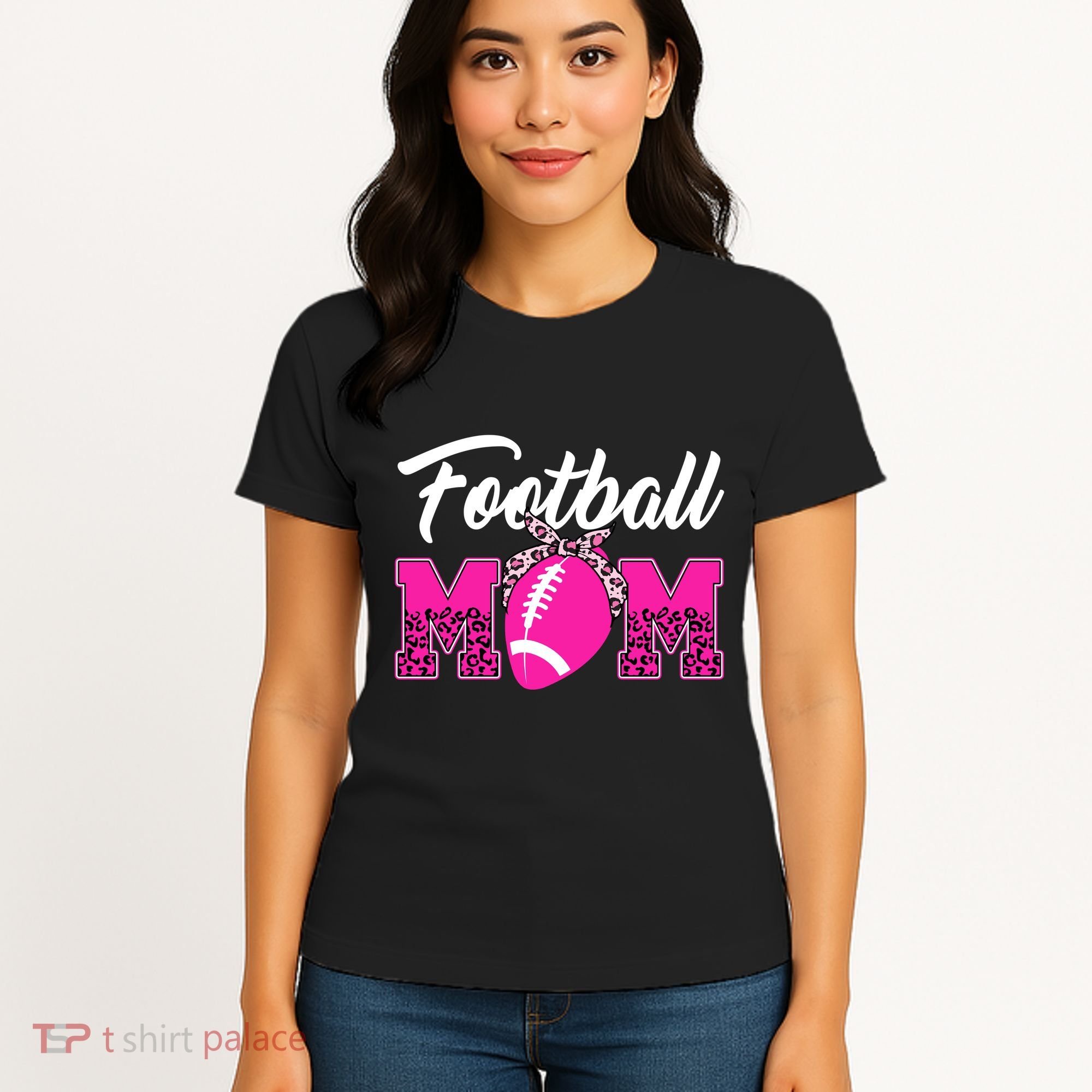 Football Mom Leopard Cute Women's T-Shirt