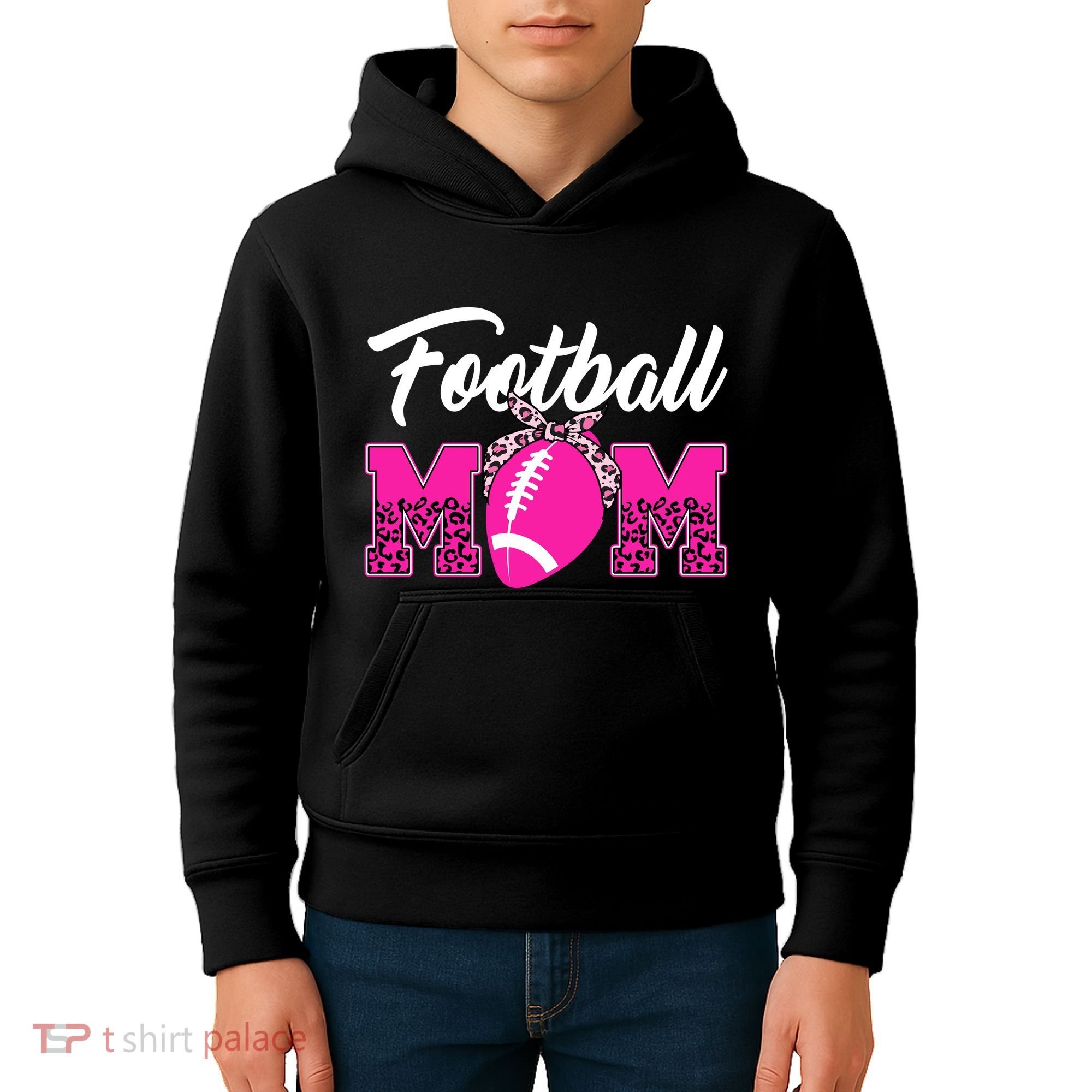 Football Mom Leopard Cute Kids Hoodie