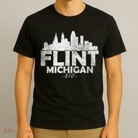 Flint Michigan Mi Skyline T-Shirt thumb 3