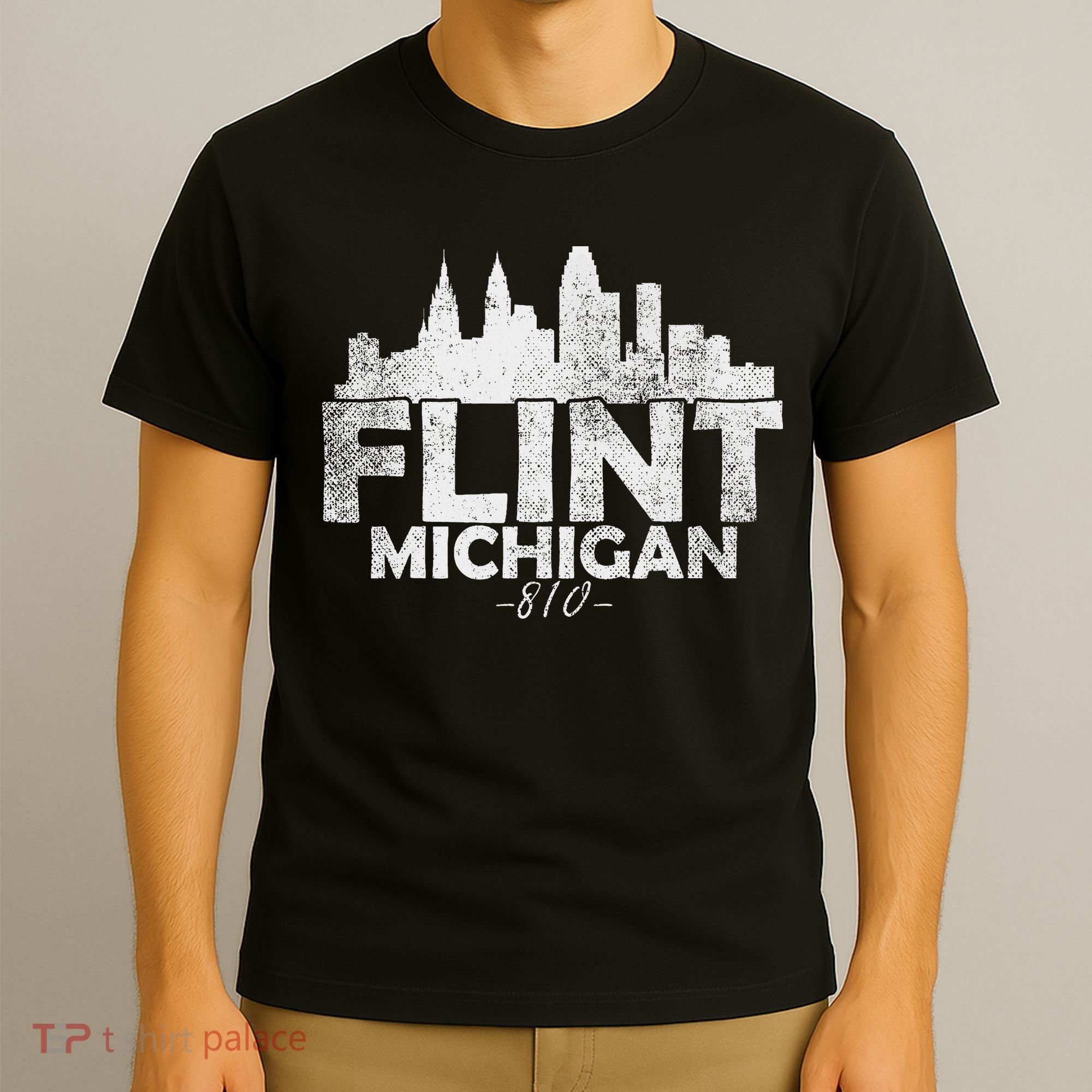 Flint Michigan Mi Skyline T-Shirt