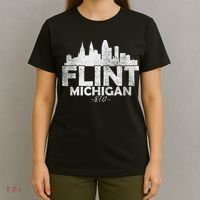 Flint Michigan Mi Skyline T-Shirt thumb 4