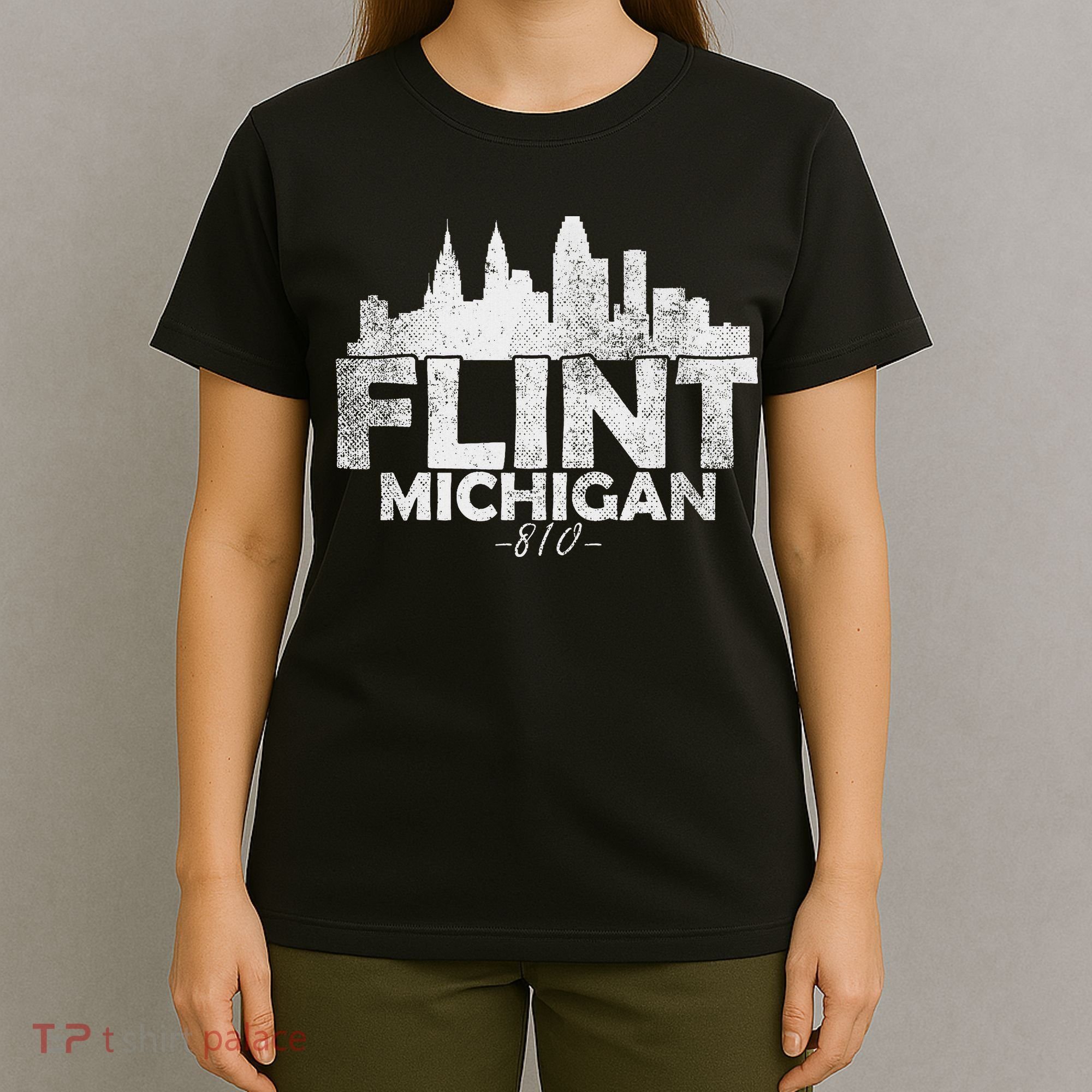Flint Michigan Mi Skyline T-Shirt