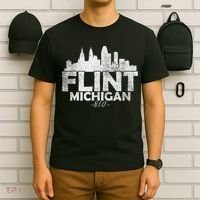 Flint Michigan Mi Skyline T-Shirt thumb 6