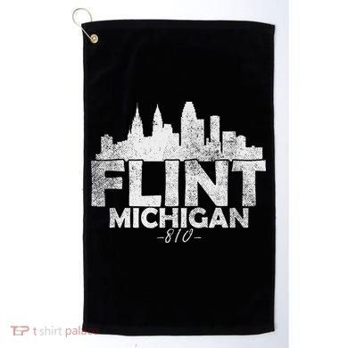 Flint Michigan Mi Skyline Golf Towel