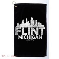 Flint Michigan Mi Skyline Golf Towel thumb 0