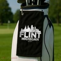 Flint Michigan Mi Skyline Golf Towel thumb 2