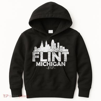 Flint Michigan Mi Skyline Kids Hoodie