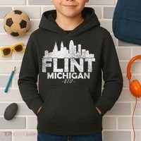 Flint Michigan Mi Skyline Kids Hoodie thumb 2