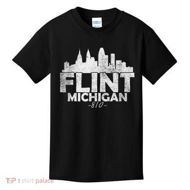 Flint Michigan Mi Skyline Kids T-Shirt