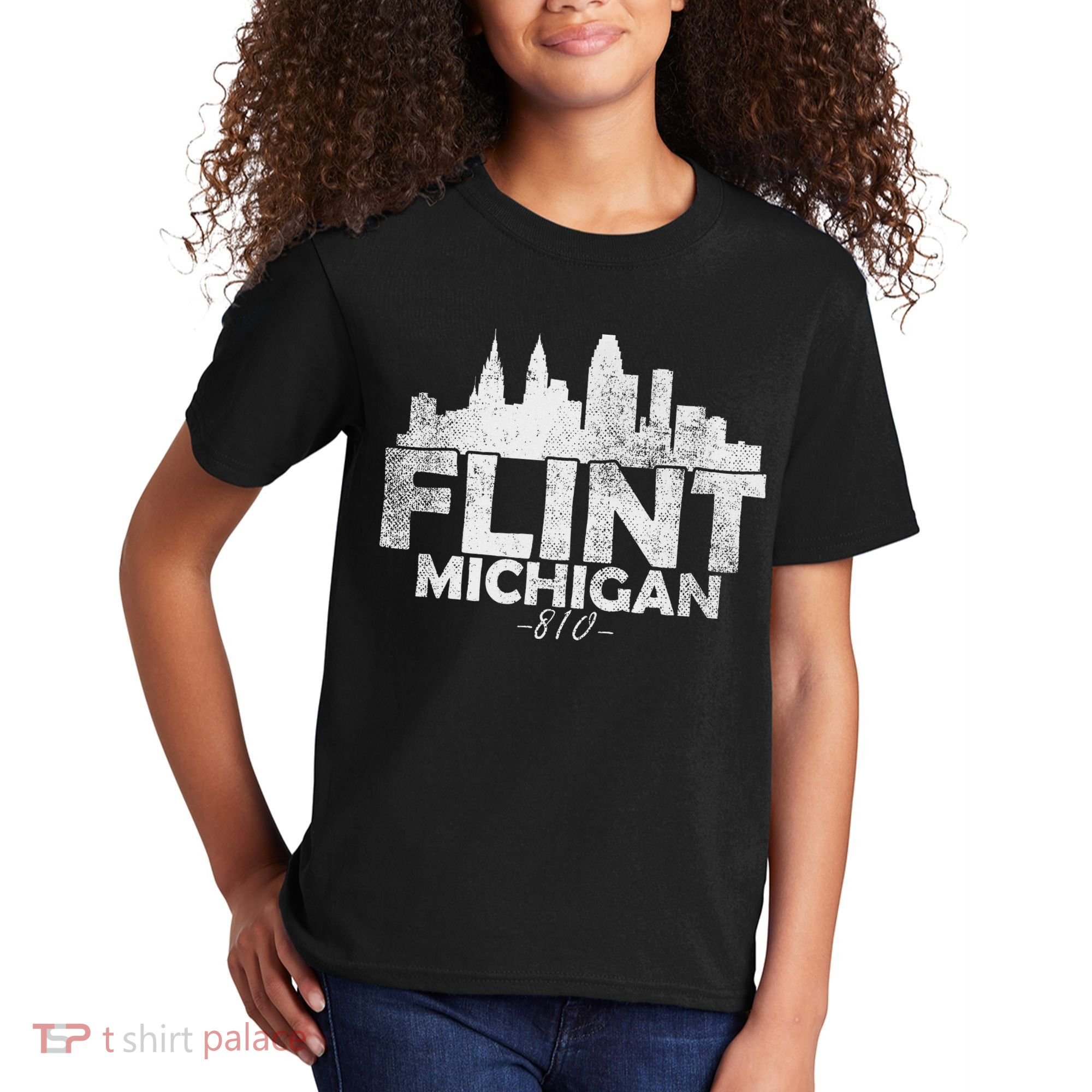 Flint Michigan Mi Skyline Kids T-Shirt