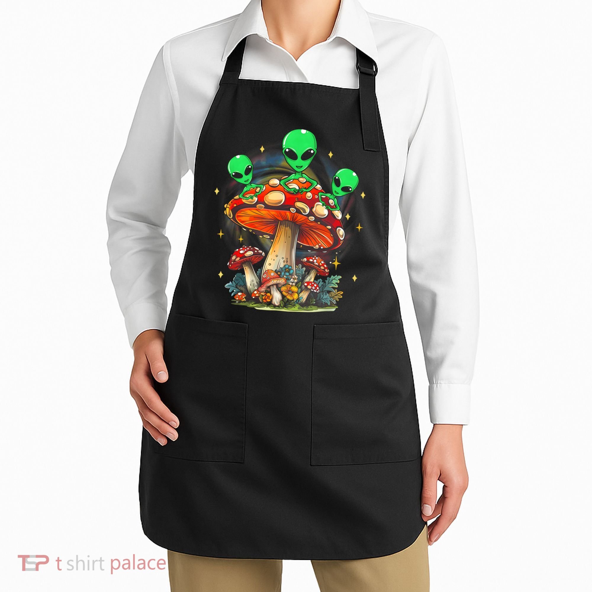 Funny Magic Mushroom Alien Trippy Shroom Lsdweed Acid Trip Apron