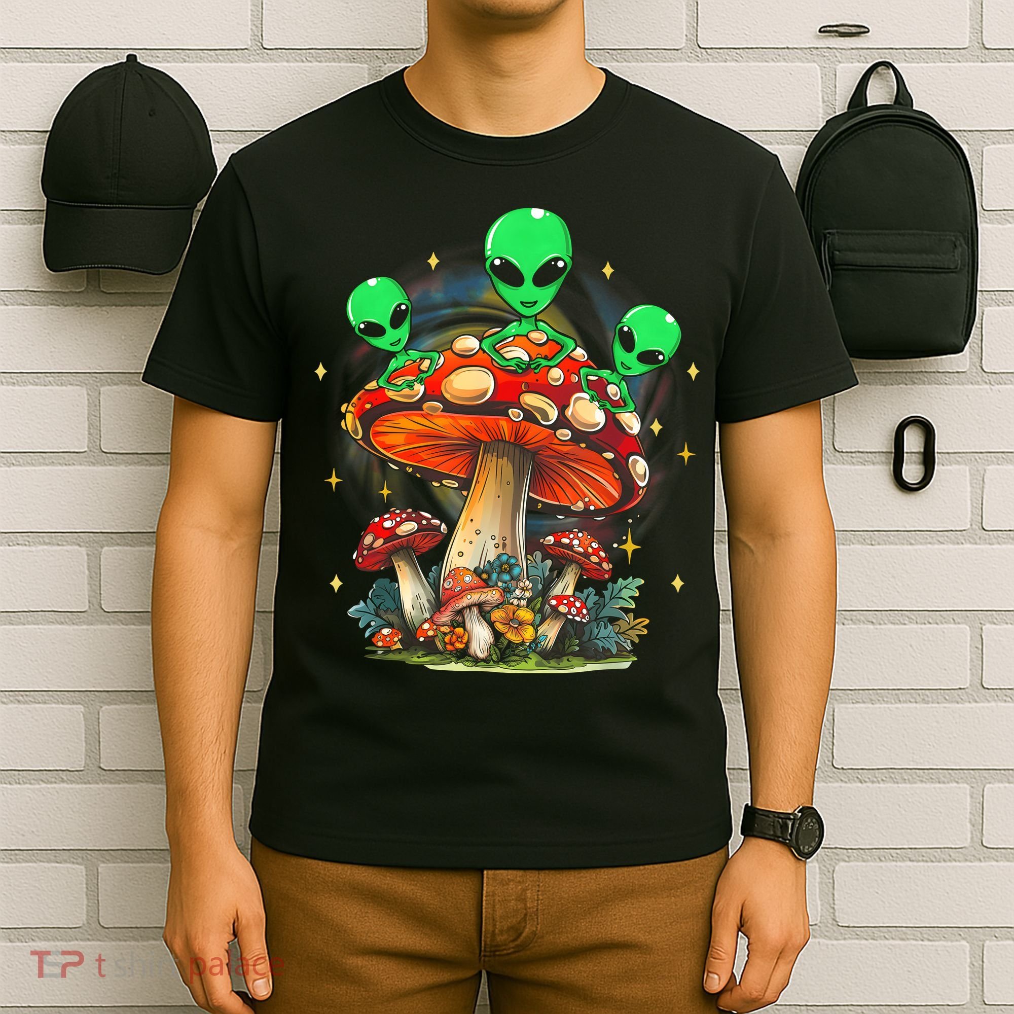Funny Magic Mushroom Alien Trippy Shroom Lsdweed Acid Trip T-Shirt