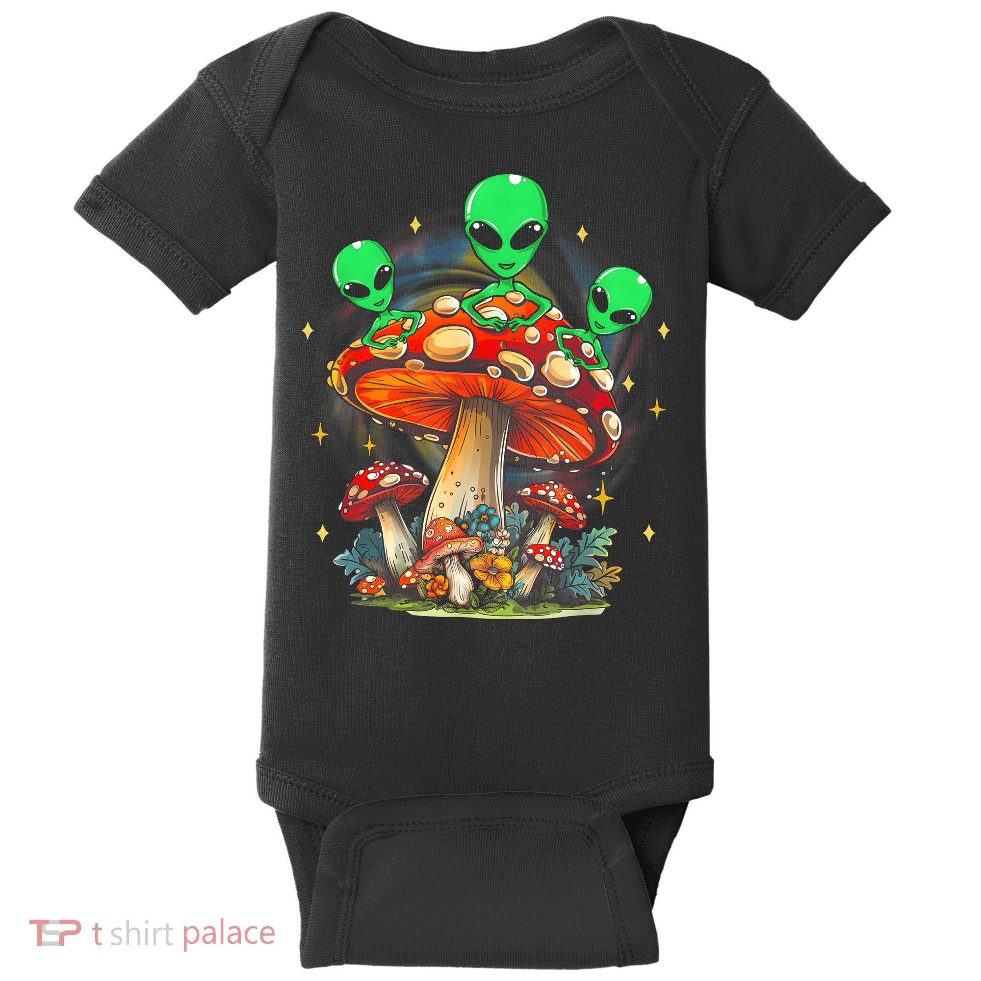 Funny Magic Mushroom Alien Trippy Shroom Lsdweed Acid Trip Baby Bodysuit