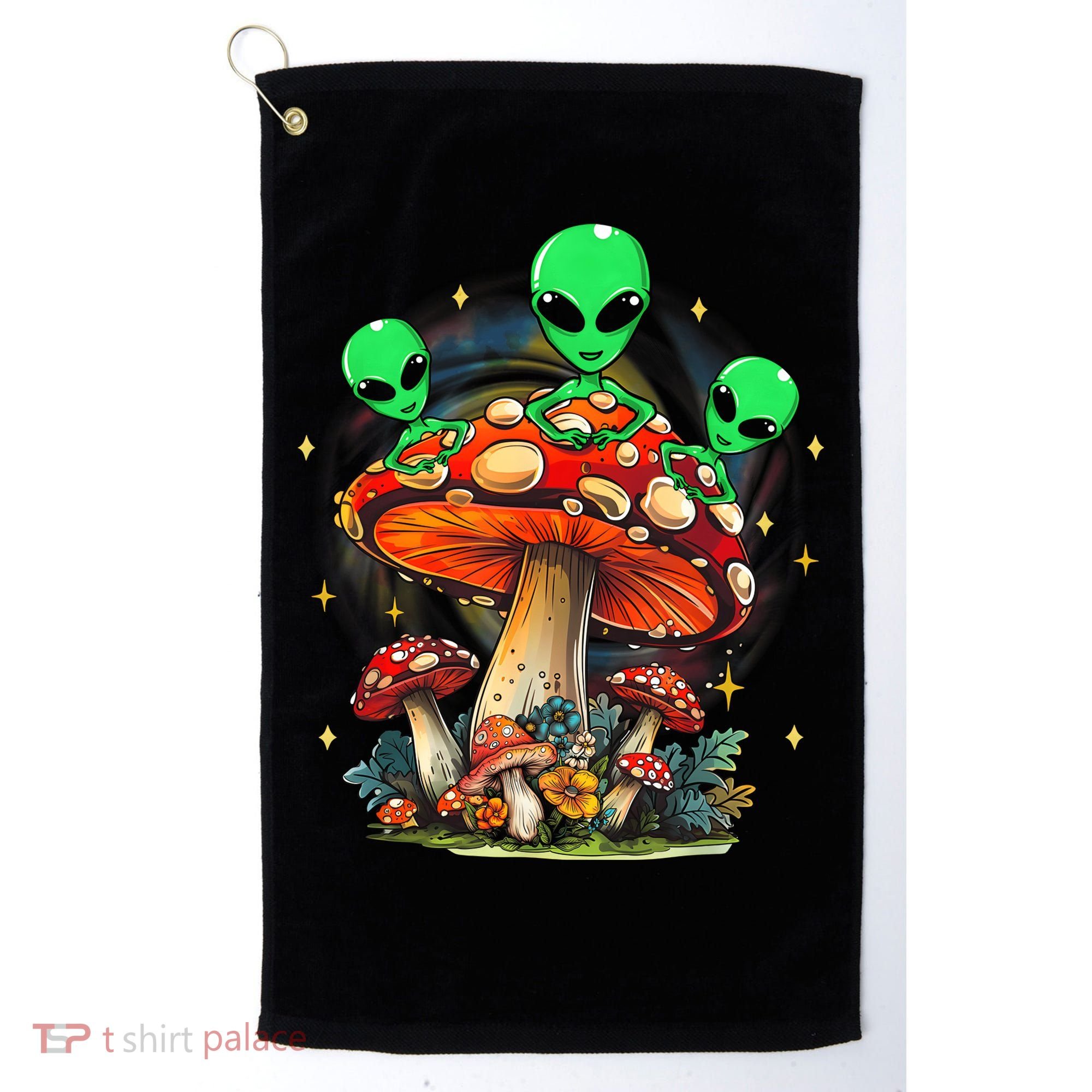 Funny Magic Mushroom Alien Trippy Shroom Lsdweed Acid Trip Golf Towel