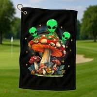 Funny Magic Mushroom Alien Trippy Shroom Lsdweed Acid Trip Golf Towel thumb 1