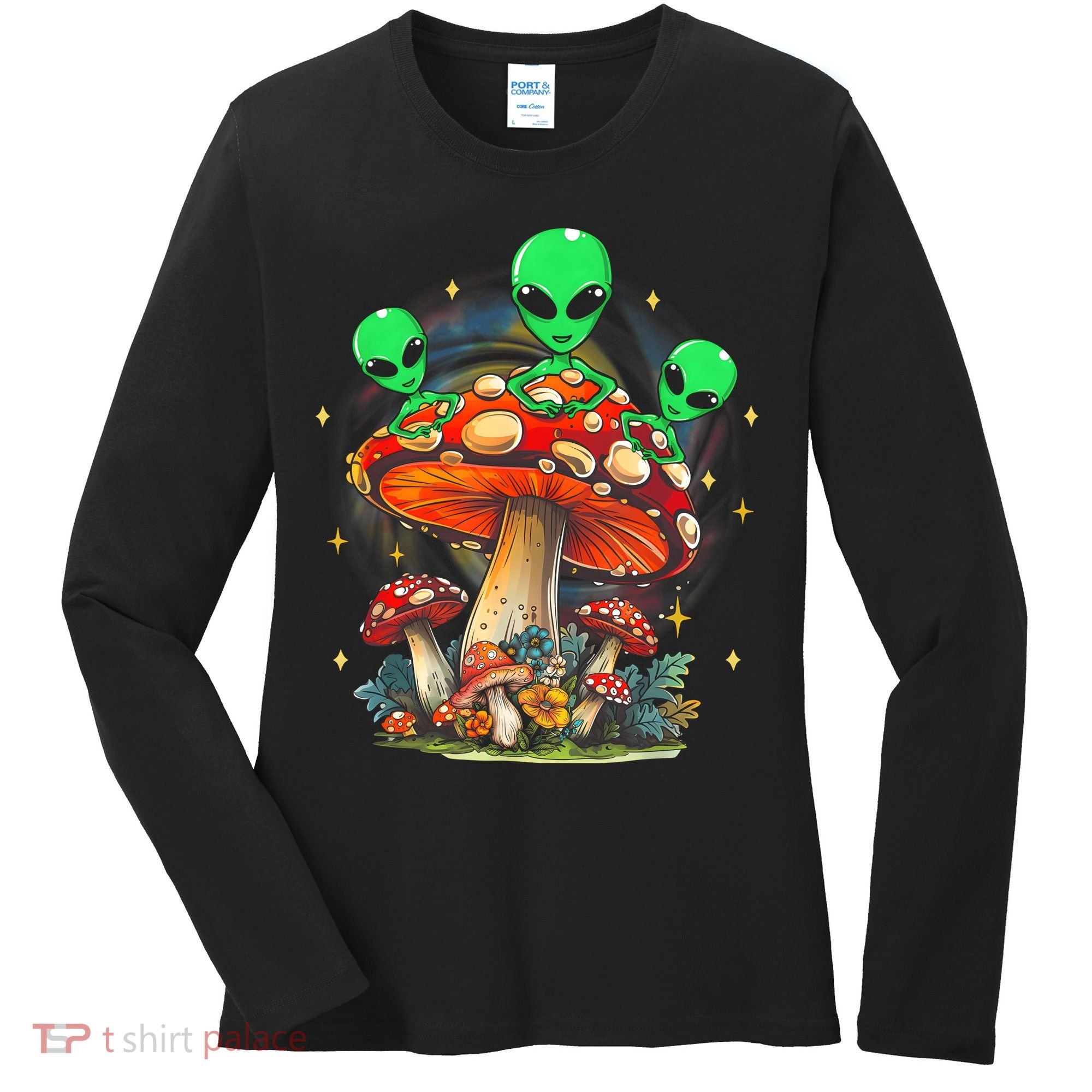 Funny Magic Mushroom Alien Trippy Shroom Lsdweed Acid Trip Women's Long Sleeve Shirt