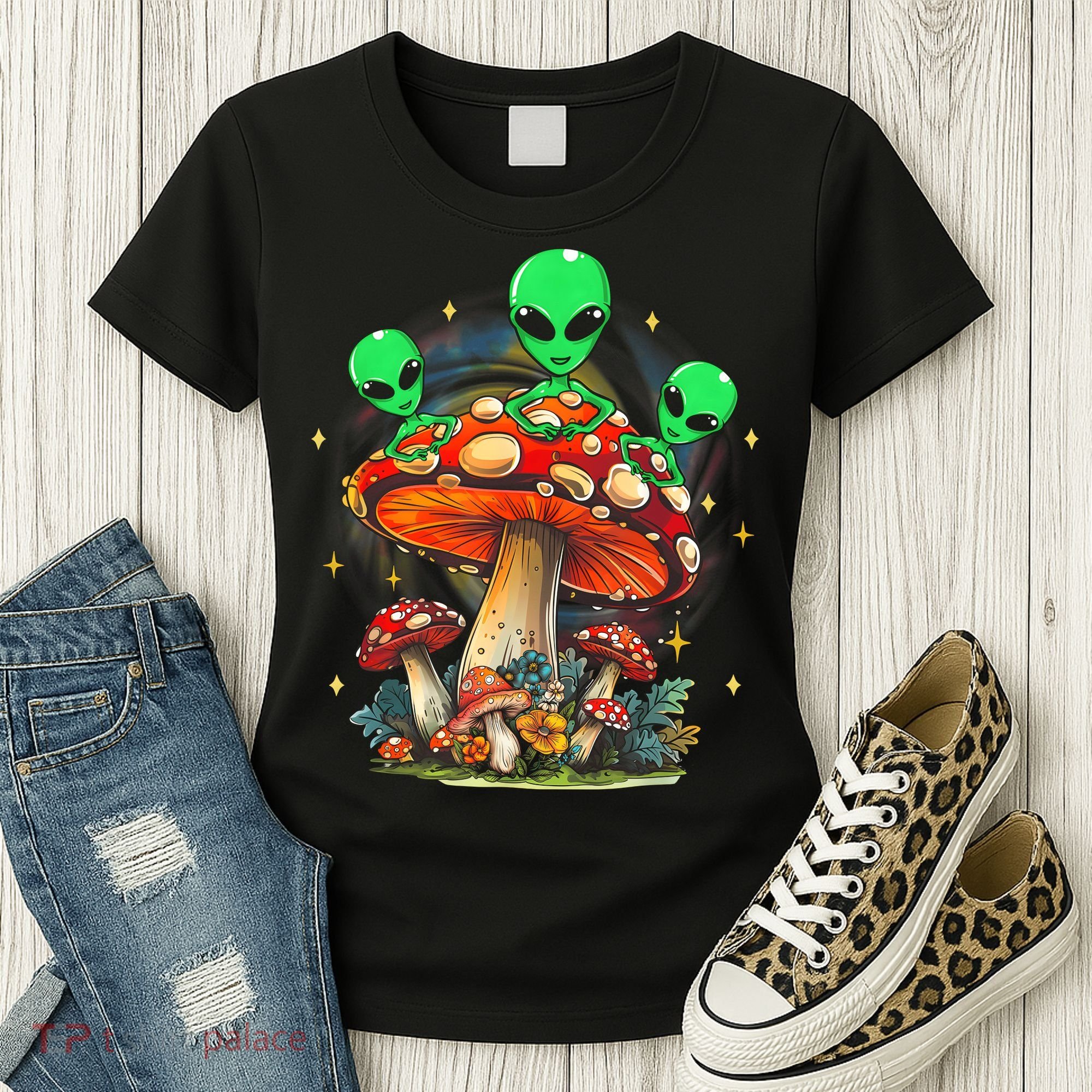 Funny Magic Mushroom Alien Trippy Shroom Lsdweed Acid Trip Women's T-Shirt