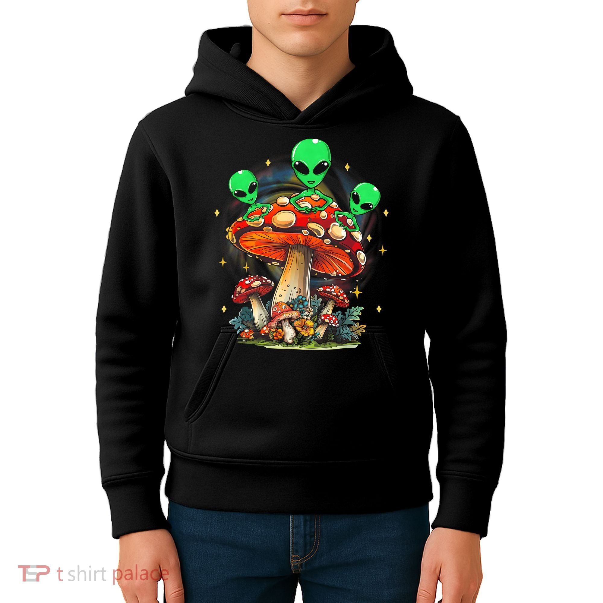 Funny Magic Mushroom Alien Trippy Shroom Lsdweed Acid Trip Kids Hoodie