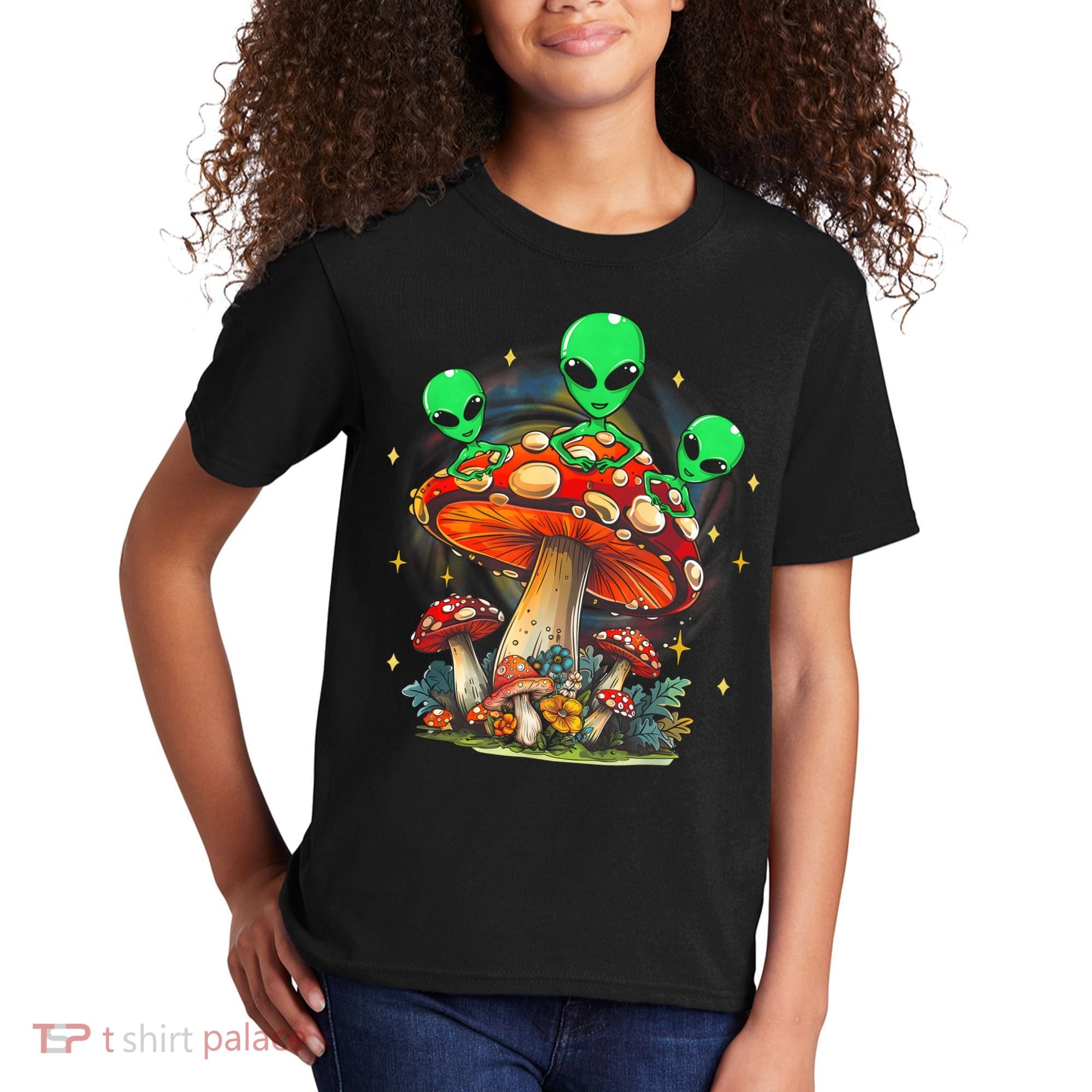 Funny Magic Mushroom Alien Trippy Shroom Lsdweed Acid Trip Kids T-Shirt
