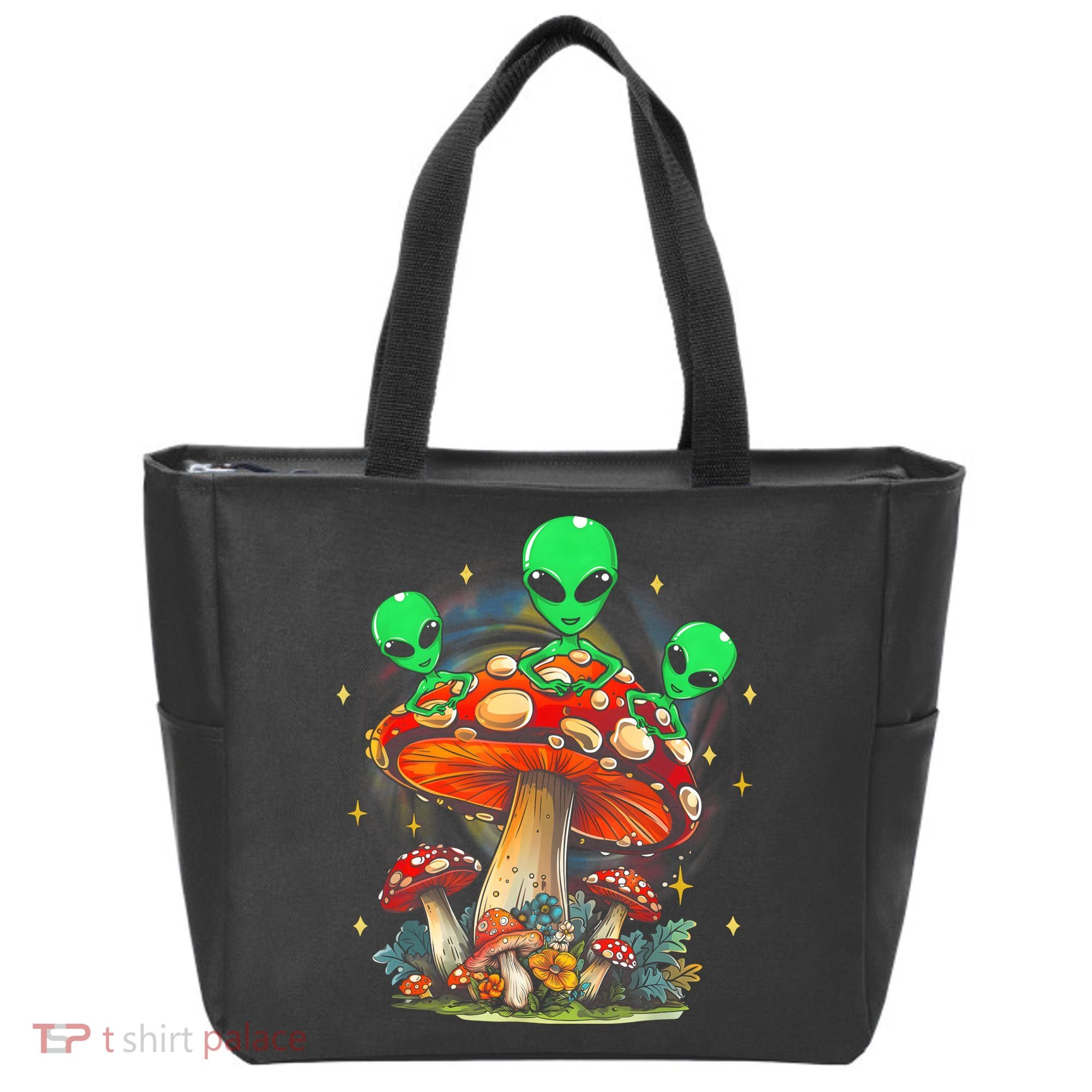 Funny Magic Mushroom Alien Trippy Shroom Lsdweed Acid Trip Tote Bag