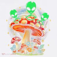 Funny Magic Mushroom Alien Trippy Shroom Lsdweed Acid Trip Garment-Dyed Sweatshirt thumb 2